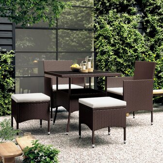 5-delige Loungeset poly rattan bruin