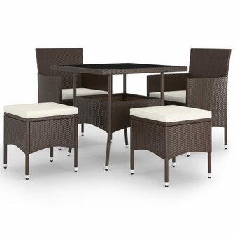 5-delige Loungeset poly rattan bruin
