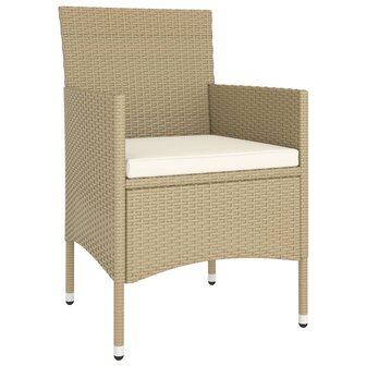 5-delige Bistroset poly rattan en gehard glas beige