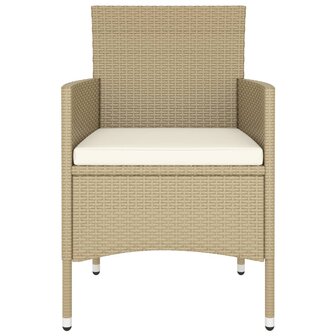 5-delige Bistroset poly rattan en gehard glas beige