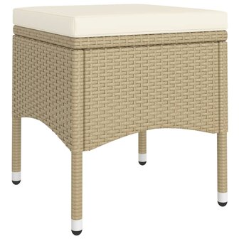 5-delige Bistroset poly rattan en gehard glas beige