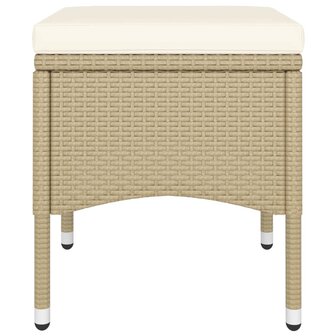 5-delige Bistroset poly rattan en gehard glas beige