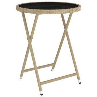 5-delige Bistroset poly rattan en gehard glas beige