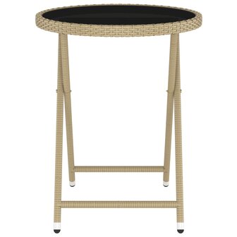 5-delige Bistroset poly rattan en gehard glas beige