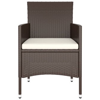 5-delige Bistroset poly rattan en gehard glas bruin