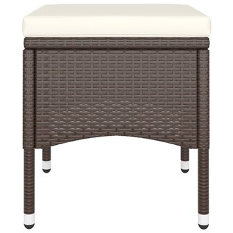 5-delige Bistroset poly rattan en gehard glas bruin