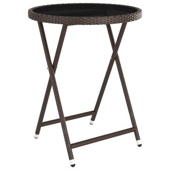 5-delige Bistroset poly rattan en gehard glas bruin