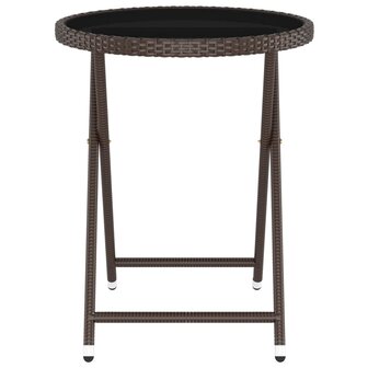 5-delige Bistroset poly rattan en gehard glas bruin