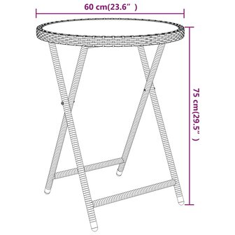5-delige Bistroset poly rattan en gehard glas bruin