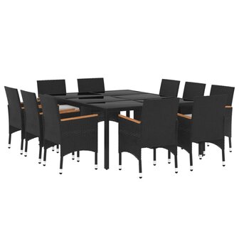 11-delige Tuinset poly rattan zwart