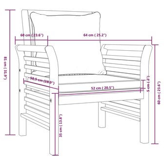 4-delige Loungeset met kussens massief acaciahout