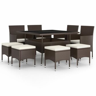 9-delige Tuinset poly rattan bruin