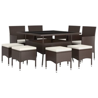 9-delige Tuinset poly rattan bruin