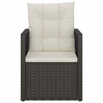 3-delige Loungeset met kussens poly rattan zwart