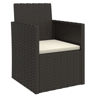 4-delige Loungeset met kussens poly rattan zwart