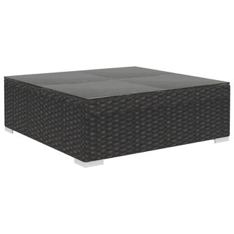 6-delige Loungeset met kussens poly rattan zwart