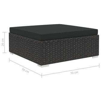 6-delige Loungeset met kussens poly rattan zwart