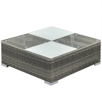 5-delige Loungeset met kussens poly rattan grijs