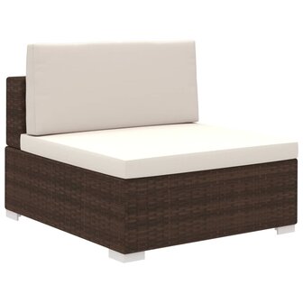 8-delige Loungeset met kussens poly rattan bruin