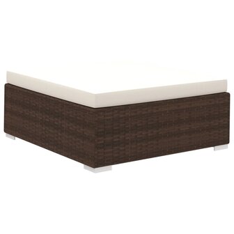 8-delige Loungeset met kussens poly rattan bruin