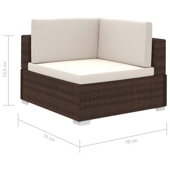 8-delige Loungeset met kussens poly rattan bruin