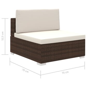 8-delige Loungeset met kussens poly rattan bruin