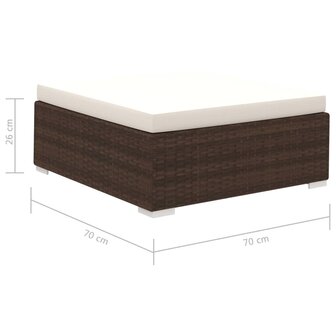 8-delige Loungeset met kussens poly rattan bruin