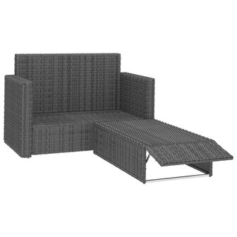 2-delige Loungeset met kussens poly rattan grijs
