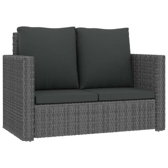 2-delige Loungeset met kussens poly rattan grijs