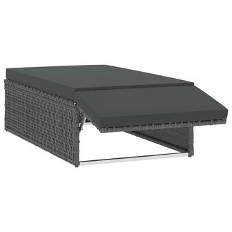2-delige Loungeset met kussens poly rattan grijs