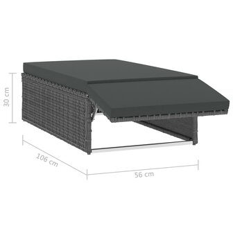 2-delige Loungeset met kussens poly rattan grijs