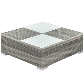 6-delige Loungeset met kussens poly rattan grijs