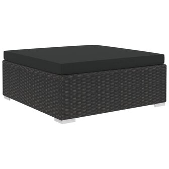 6-delige Loungeset met kussens poly rattan zwart
