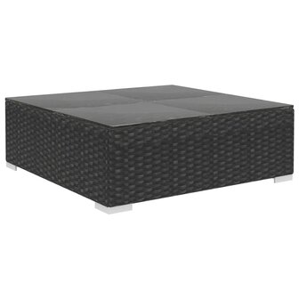 6-delige Loungeset met kussens poly rattan zwart