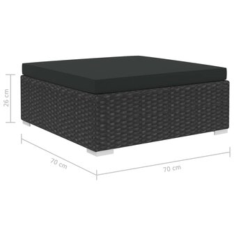 6-delige Loungeset met kussens poly rattan zwart