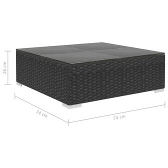 6-delige Loungeset met kussens poly rattan zwart