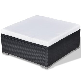 5-delige Loungeset met kussens poly rattan zwart