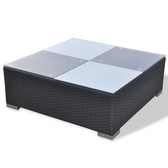 5-delige Loungeset met kussens poly rattan zwart
