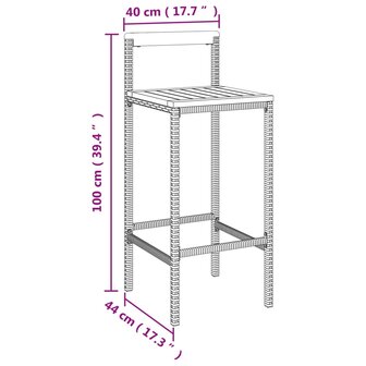 9-delige Tuinbarset poly rattan en massief acaciahout grijs