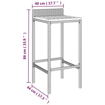 7-delige Tuinbarset poly rattan en massief acaciahout grijs