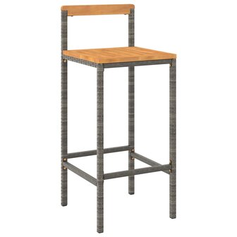 5-delige Tuinbarset poly rattan en massief acaciahout grijs