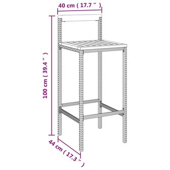 5-delige Tuinbarset poly rattan en massief acaciahout grijs