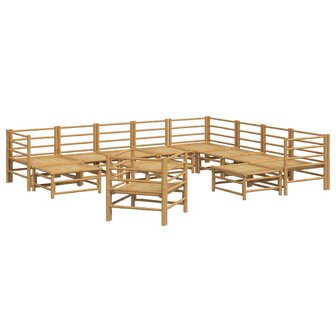 12-delige Loungeset met kussens bamboe lichtgrijs