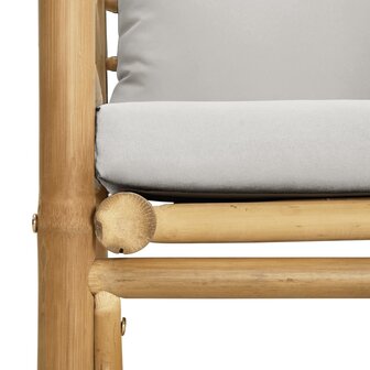 12-delige Loungeset met kussens bamboe lichtgrijs