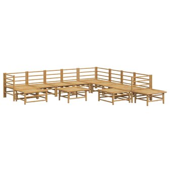 12-delige Loungeset met kussens bamboe lichtgrijs