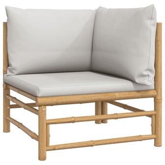 12-delige Loungeset met kussens bamboe lichtgrijs