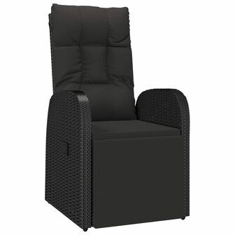 7-delige Tuinset met kussens poly rattan zwart