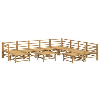 11-delige Loungeset met kussens bamboe lichtgrijs