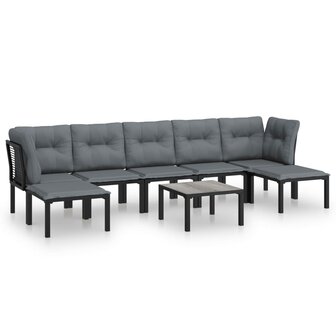 8-delige Loungeset poly rattan zwart en grijs