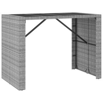 7-delige Tuinbarset met kussens poly rattan grijs